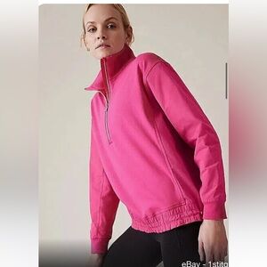 NWT Athleta Vibrant Pink Triumph Hybrid Half Zip Sweatshirt Sz XS